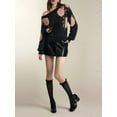 thumbnail image 5 of Women'S Vintage Floral Sweater Boat Neck Long Sleeve Knit Casual Pullover Tops Black L, 5 of 7