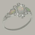 thumbnail image 3 of LBG English Made 10k White Gold Natural Opal & Diamond Womens Promise Ring - Size 9.5, 3 of 5