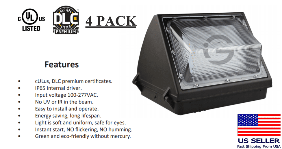 60W LED Full-Cutoff Wall Pack Light 5000K ETL DLC UL IP65  Dark Sky Friendly 