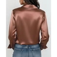 thumbnail image 4 of HOWPAY Dressy Shirts for Women Button down Long Sleeve Blouse Casual Work Office Tops Lightweight Solid Color Slim Fit Y2k Clothes Rose Gold XL, 4 of 6