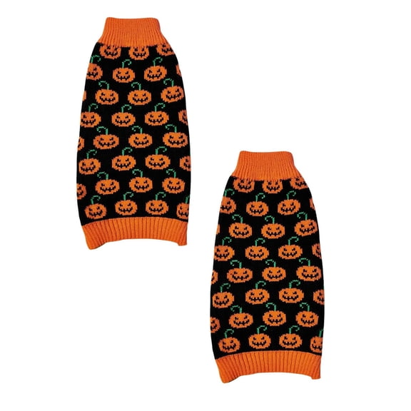 2Pcs Halloween Pumpkin Pet Sweater, Warm Knit Pullover For Small Medium Large Dogs, Festive Fall Winter Pet Clothes 2026, Comfortable And Safe For Daily Use