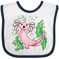 thumbnail image 3 of Inktastic Axolotl Unicorn with Rainbow Tail, Bubbles and Seaweed. Boys or Girls Baby Bib, 3 of 4