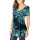 thumbnail image 3 of Pntutb Mujeres Moda V-Cuello Gradiente Impreso Túnica tops Botones Camiseta de manga corta Pntutb Pntutb-368, 3 of 6