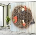 thumbnail image 4 of Ambesonne Hedgehog Shower Curtain, Animal and Mushroom Print, 69"Wx84"L, Coconut and Burnt Sienna, 4 of 4