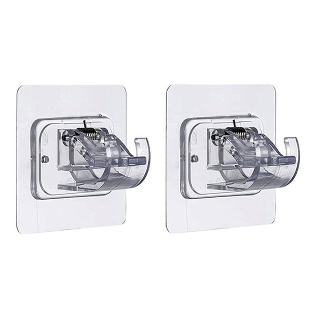 Soporte de barra de cortina Soporte de poste de gancho de cortinas autoadhesivo (B) 2 piezas