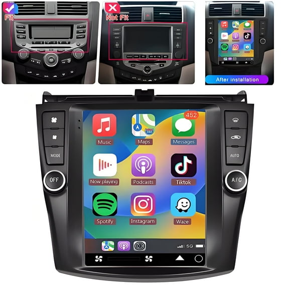 Car Stereo Radio for Honda Accord 2003-2007 Touch Screen Head Unit Radio Receiver with Wireless Carplay Android Auto Bluetooth MirrorLink DSP SWC Backup Camera