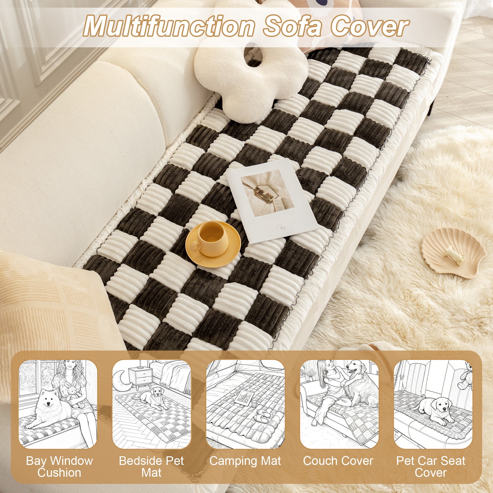 Sanmadrola Couch Cover Sofa Cover Slipcover Furniture Protector for Dog Cat Pet Non Slip Cushion Couch Sofa Covers