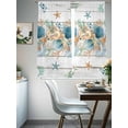 thumbnail image 4 of Vintage Beach Coastal Sheer Curtains 72 Inch Length 2 Panels Set Window Treatments, Nautical Shell Starfish Coral Summer Rod Pocket Semi Curtains for Living Room/Bedroom/Kitchen Décor, 104"W x 72"L, 4 of 7
