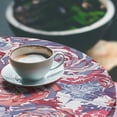 thumbnail image 3 of Ambesonne Floral Fitted Round Tablecloth, Simplistic Retro Roses Art, 40"- 44" Diameter, Dark Coral Lavender Blue, 3 of 5