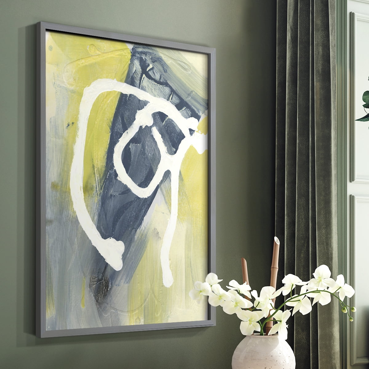 Delightful I Framed Print in Gray Solid Wood Framed Print No Nail Hanging
