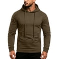 thumbnail image 2 of MaFYtyTPR Men's Athletic Hoodie Pullover Ruched Long Sleeve Slim Fit Sweatshirt with Kangaroo Pocket Casual Gym Top for Fall Winter Wear A-Army Green L, 2 of 6