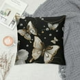 thumbnail image 2 of Creowell  Decorative Throw Pillow Covers Double Sided Pillow Covers for Sofa Gold White Butterflies Black Couch Throw Pillow Cases Soft Plush Cushion Case Square Cushion Cover for Living Room, 2 of 5