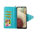 thumbnail image 2 of Case For Samsung Galaxy A12 5G Detachable Magnetic Wallet Pu Leather Cover Flap Closure Snap-on Book Style Cases Cash Pocket with Card Slots Holder Wrist Strap 2 in 1 Folio Flower on Blue, 2 of 3