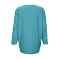 thumbnail image 5 of Dpytoraw Women's Casual V Neck Pullover 3 4 Sleeve Solid Color Base Top Plus Size Tops, 5 of 5