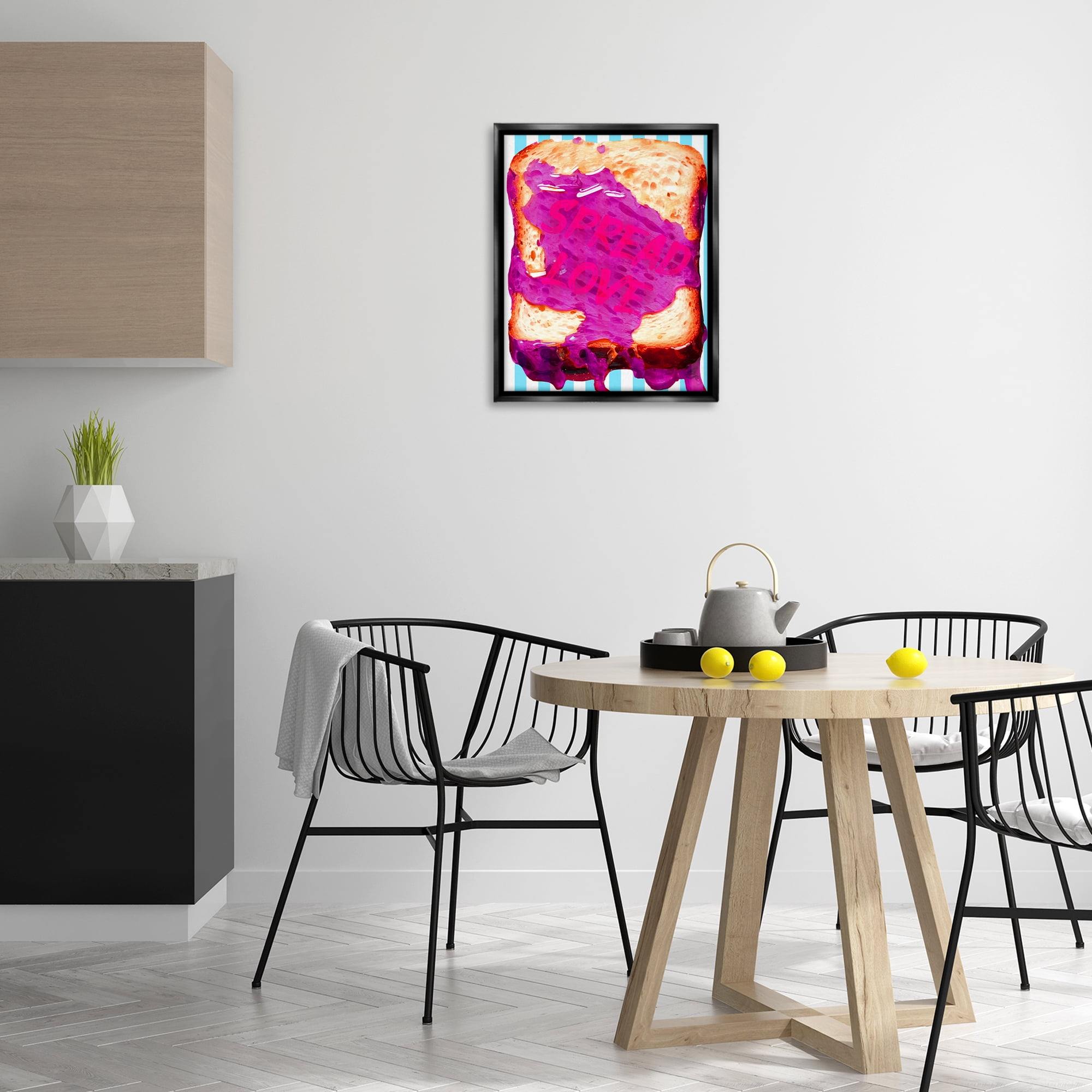 Stupell Industries Spread Love Toast Food & Beverage Painting Black Floater Framed Art Print Wall Art, 17 x 21