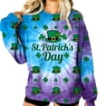 thumbnail image 1 of Crew Cuello Sudadera Día de San Patricio Impreso Manga Larga Suéter sin Capucha Shamrock Gráfico Suave Vacaciones Casual Top, 1 of 8