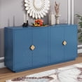 thumbnail image 4 of TUANLUO Buffet Sideboard, Accent Cabinet with 4 Doors, Modern Buffet Cabinet with Adjustable Shelves, Wood Storage Cabinet Furniture for Kitchen Dining Room Living Room, 60"L x 15"W x 30"H, Blue, 4 of 10