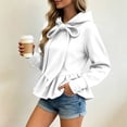 thumbnail image 4 of Qulqfy Hoodies for Women Fleece Winter Fall Casual Soft White Hooded Ruffle Pullover Bow Long Sleeve Sweatshirt S, 4 of 6