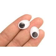 BEADS DISCOUNTER INC 12x16mm Oval Wiggle Eyes Glue-On Black And White Flat Back