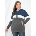 thumbnail image 5 of JuneFish Women's Plus Size Long Sleeve Sweatshirts Color Block Hoodies Pullover with Pocket, 5 of 7