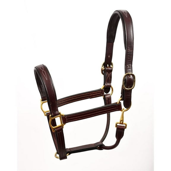 Perri's Fancy Stitched Horse Leather Halter (Havana, Cob)