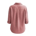 thumbnail image 4 of Qivvo Oversized Striped Button down Shirts for Women Classic Long Sleeve Collared Blouses Office Work Tops Outfit(Red,X-Large), 4 of 7