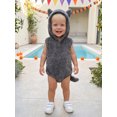 thumbnail image 4 of Cjfdfy Newborn Baby Boy Girl Halloween Costume Outfit Animal Sleeveless Romper With Hood Soft Warm Flannel Halloween Wolf Costume Infant Cute Halloween Party Fall Winter Outfit, 4 of 9