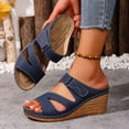 thumbnail image 4 of Dakaela Women Dressy Wedge Sandals Comfortable Walking Soft Leather Platform Slides Arch Support Casual Slip on Summer Shoes Size 6-10 Blue, 4 of 9
