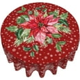 thumbnail image 3 of Christmas Flower Round Tablecloth 60 Inch Washable Reusable Decoration Table Cover for Kitchen Party, 3 of 8