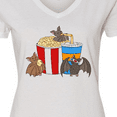 thumbnail image 4 of Inktastic Movie Loving Bats with Popcorn and Soda Women's V-Neck T-Shirt, 4 of 5