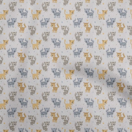 oneOone Cotton Jersey Gray Fabric Floral & Puppies Quilting Supplies Print Sewing Fabric By The Yard 58 Inch Wide