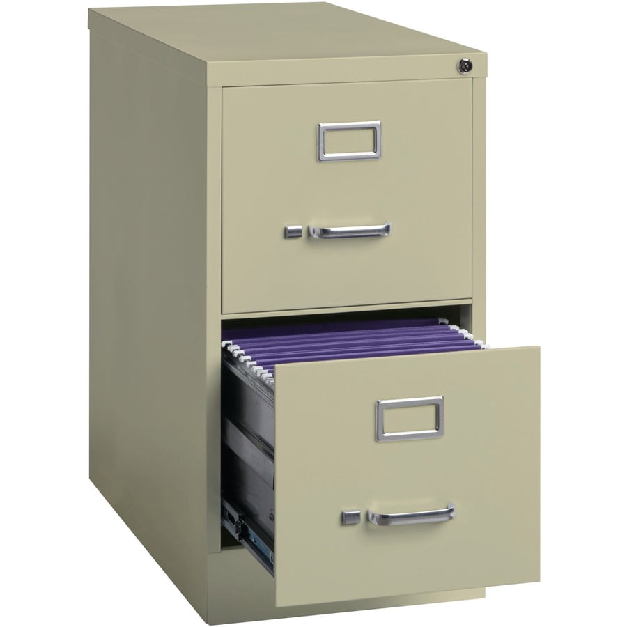 Lorell Vertical File - 2-drawer - 15" X 25" X 28.4" - 2 X Drawer(s) For File - Letter - Vertical - Security Lock, Ball-bearing Suspension, Heavy Duty - Putty - Steel - Recycled