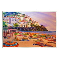Stupell Industries Summer Beach Landscape Nature Painting Unframed Art Print Wall Art, 19 x 13