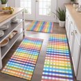 thumbnail image 2 of Colorful Striped Checkered Pattern Kitchen Rugs Sets Of 3,Kitchen Runner Rugs Non Skid Washable,Decorative Kitchen Floor Mats for Kitchen,Sink,Laundry,17"x30"+ 17"x47" + 17"x59", 2 of 6