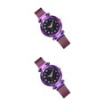 thumbnail image 1 of Qarigey Reloj con hebilla magnética Universal, relojes luminosos de cuarzo, espejo de cristal, fuerte succión, reloj de de moda, caja de Púrpura 2Conjunto, 1 of 6