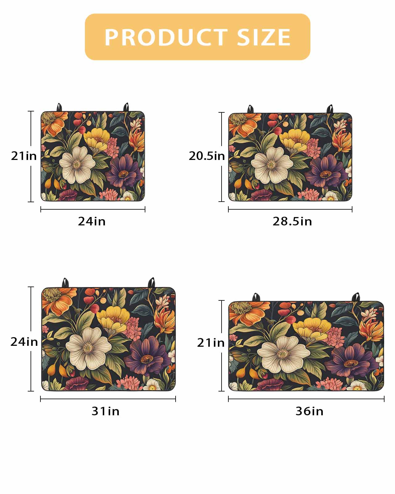 nqOlkjepod Large Induction Cooktop Protector Mat 24"x21", Orange Flower Stove Top Covers for Electric Stove, Sunflower Watercolor Plant Floral Leaf Stove Burner Cover Mats, Glass Top Stove Cover
