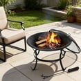 thumbnail image 4 of JIANYI Fire Pit 22 in Outdoor Fire Pits Wood Burning Firepit Patio Fire Bowl with BBQ Grill, Spark Screen and Fire Poker for Backyard Outside Camping Picnic Bonfires, 4 of 7