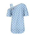 thumbnail image 5 of Fengactive Womens Short Sleeve One Shoulder Tops Crisscross Strappy Shirts Polka Dot Tunic Blouse, 5 of 5