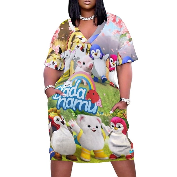 Vestido de noche holgado con bolsillo y logotipo de dibujos animados de Sixba, vestido de fiesta para mujer