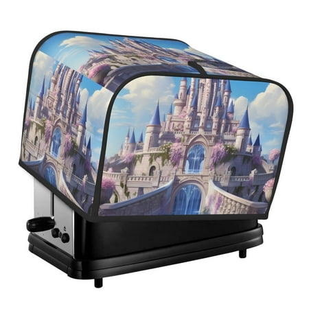 

KLL Majestic Fantasy Castle Print 4 Slice Toaster Dust Covers Kitchen Small Appliance Cover with 2 Pockets Can hold Jam Spreader Knife & Toaster Tongs (12.4 x 10.6 x 8.2)