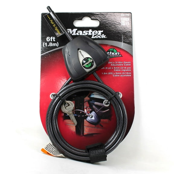 Master Lock Python Adjustable Locking Cable - 6' X 3/16" Diameter 8417D - 2-Pack