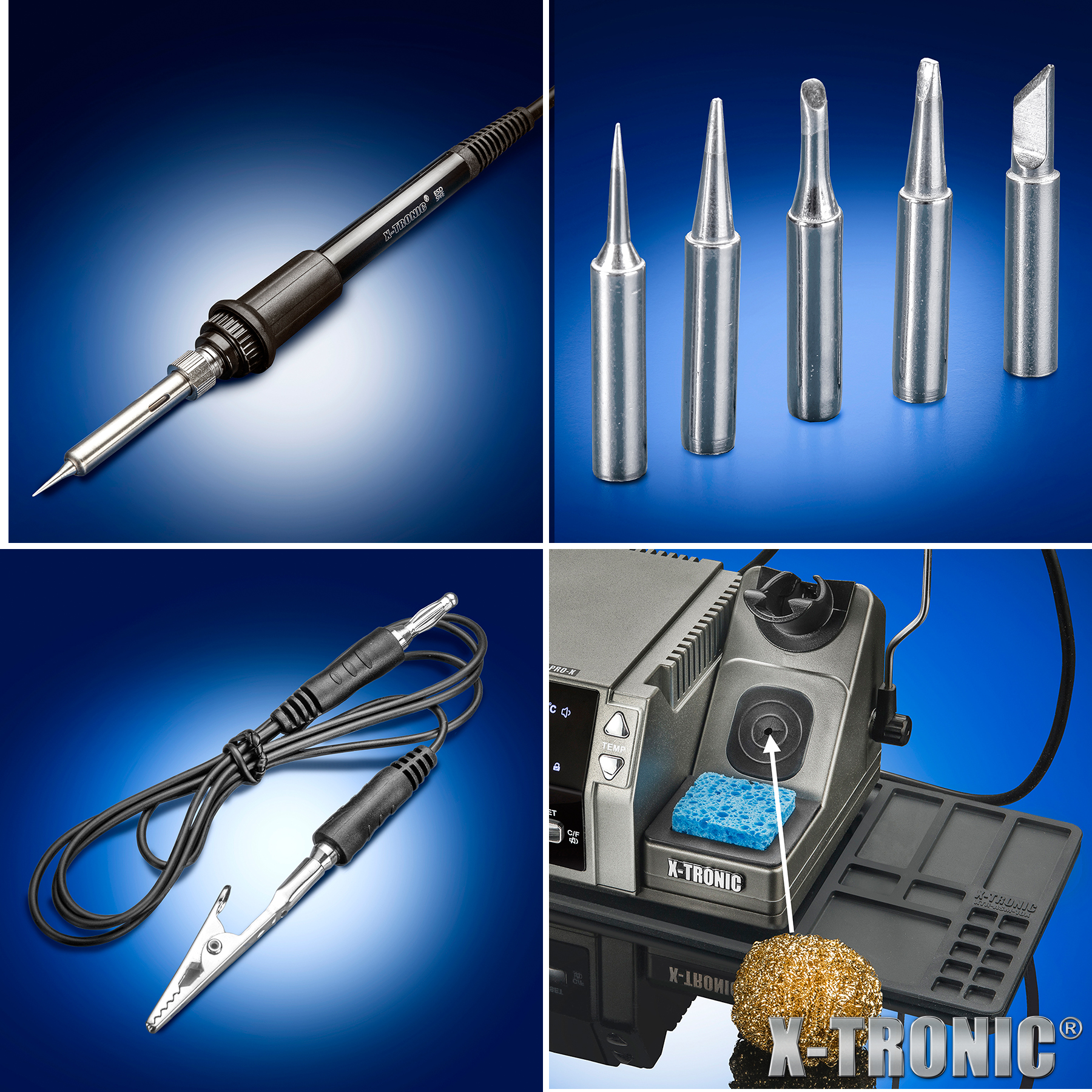 X-Tronic 4008-PRO-X 75W Soldering Station Kit - Dual LED Temp Displays - Complete Bundle