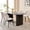 Beige Boucle Chairs, variant on 71" Large Dining Table Set for 4, Rounded Corners Farmhouse Modern Rectangle Wood Kitchen Table with Boucle Chairs Set of 4