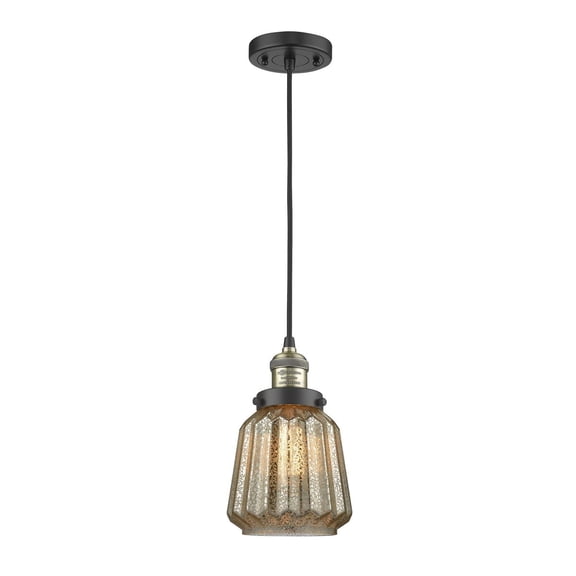 201C-BAB-G146-LED-Innovations Lighting-Chatham-3.5W 1 LED Mini Pendant in Art Deco Style-6 Inches Wide by 11 Inches High Black Antique Brass Finish