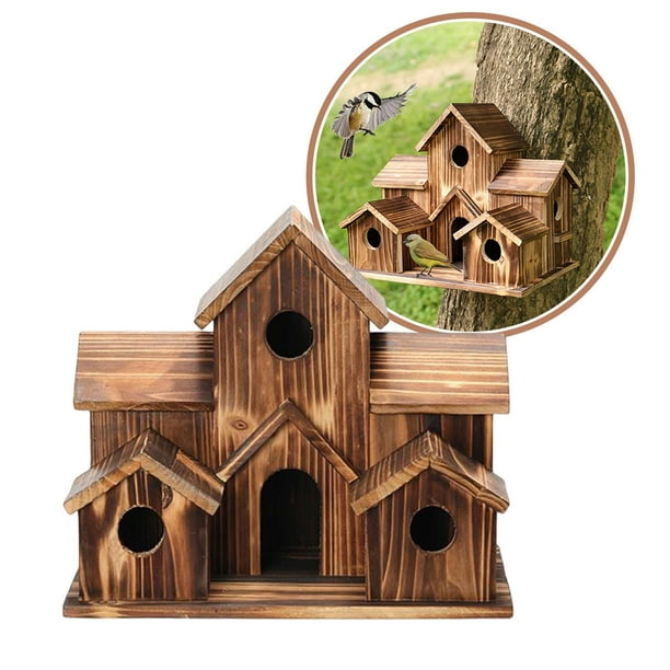 Casas de Pájaros de Madera, Suministros de Decoración, de Pájaros Grandes Naturales, Jaula Colgante para Pájaros para Césped Al Aire Libre, Ven DYNWAVEMX Casa de los pájaros