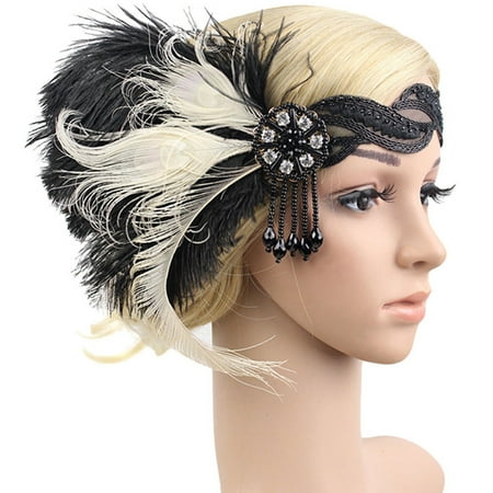 1920s Feather Headband Bridal 20 S Great Gatsby Flapper Costume