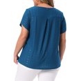 thumbnail image 4 of DARING DIVA Women's Plus Petal Sleeve Keyhole Neck Loose Fit Casual Top 4X Peacock Blue, 4 of 6