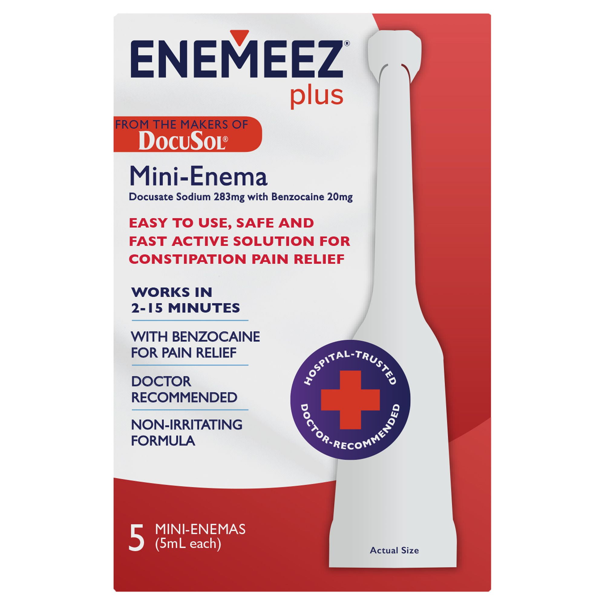 DocuSol Plus with Benzocaine Mini-Enema 5 ea HSA/FSA Eligible