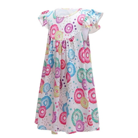 

Penkiiy Girls Princess Dress Doll Medium And Small Children Flying Sleeves Printed Dress Toddler Girls Clothes 6-7 Years White 2023 Summer Deal