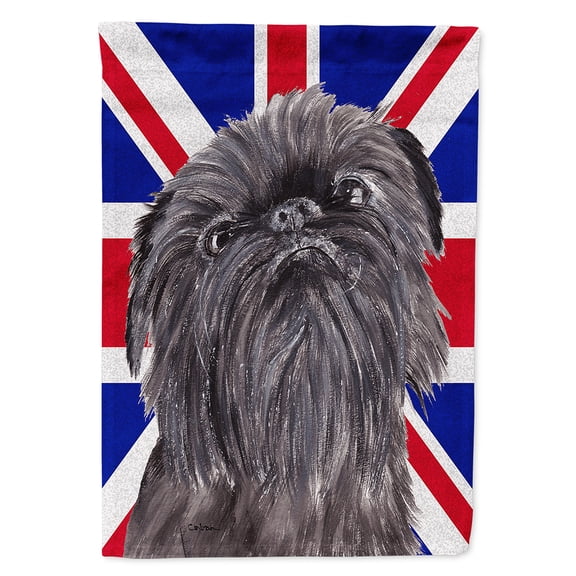 Brussels Griffon with Engish Union Jack British Flag Flag Canvas House Size